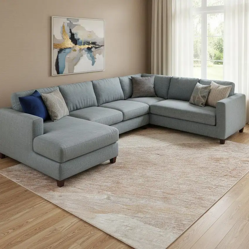 Salmon And Ivory Abstract Washable Area Rug With UV Protection Photo 2