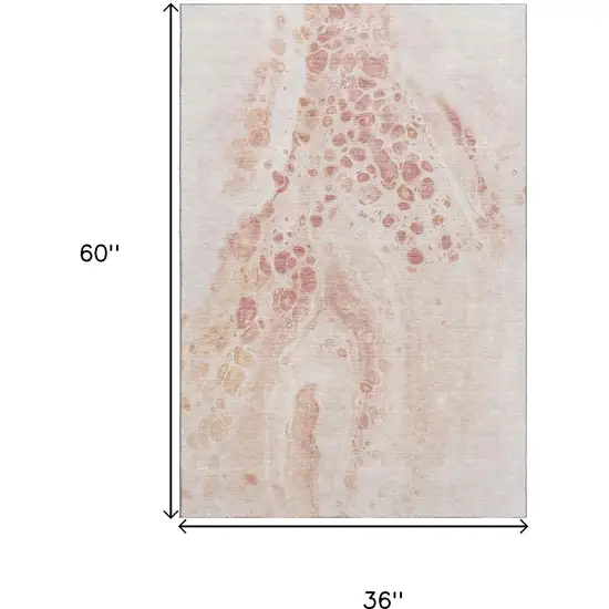 Salmon And Ivory Abstract Washable Area Rug With UV Protection Photo 9