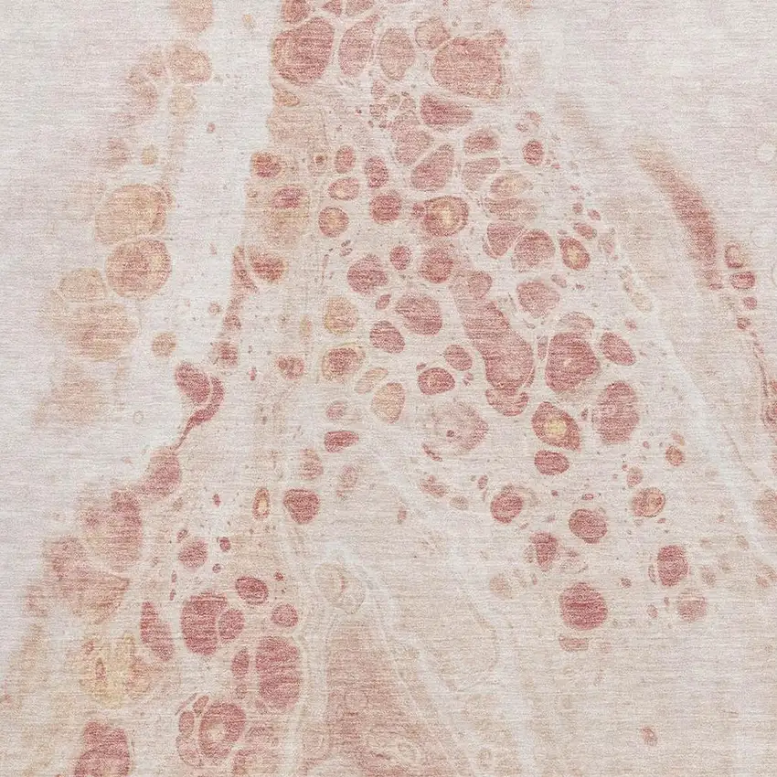 Salmon And Ivory Abstract Washable Area Rug With UV Protection Photo 3