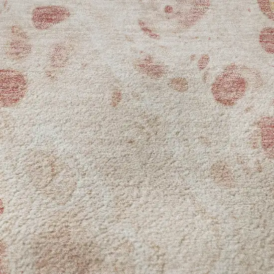 Salmon And Ivory Abstract Washable Area Rug With UV Protection Photo 8