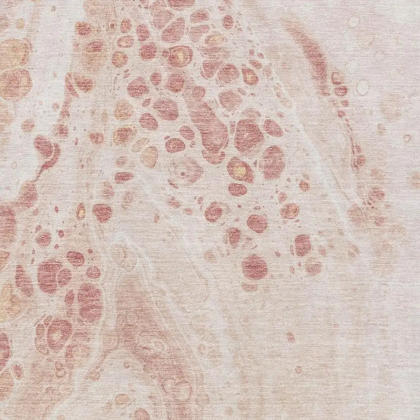 Salmon And Ivory Abstract Washable Area Rug With UV Protection Photo 3
