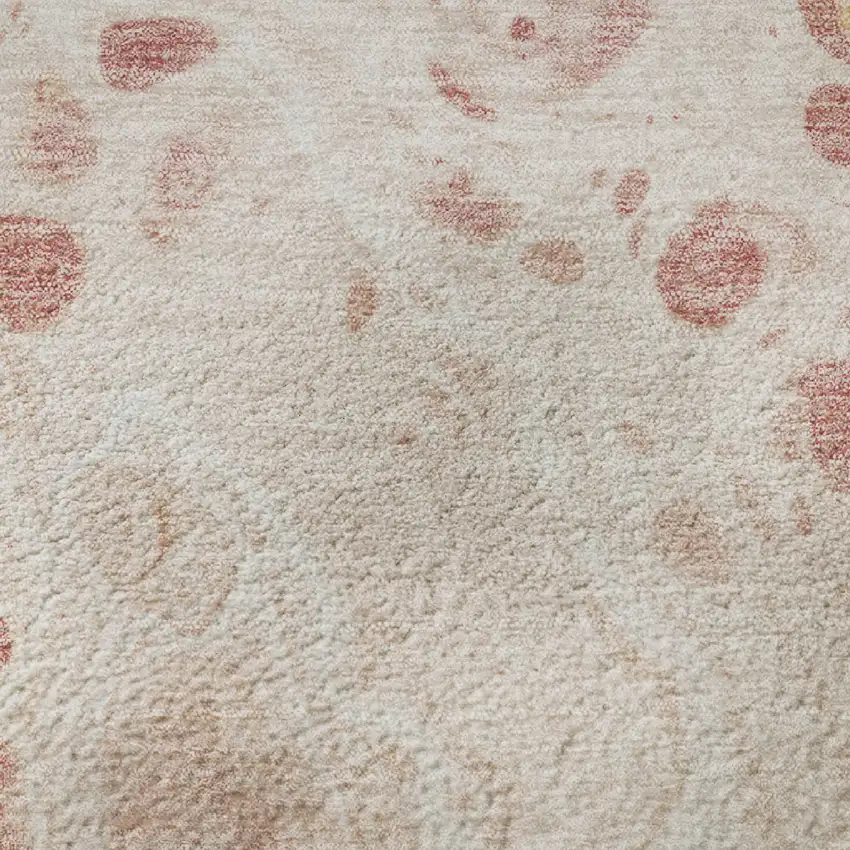 Salmon And Ivory Abstract Washable Area Rug With UV Protection Photo 9