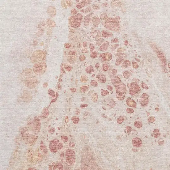 Salmon And Ivory Abstract Washable Area Rug With UV Protection Photo 3