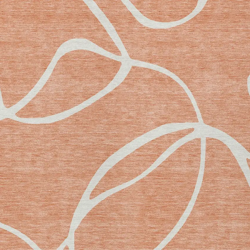Salmon And Ivory Abstract Washable Indoor Outdoor Area Rug Photo 5