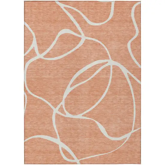 Salmon And Ivory Abstract Washable Indoor Outdoor Area Rug Photo 2