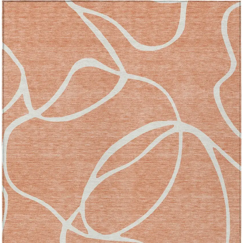 Salmon And Ivory Abstract Washable Indoor Outdoor Area Rug Photo 6