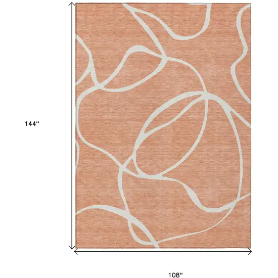 Salmon And Ivory Abstract Washable Indoor Outdoor Area Rug Photo 3