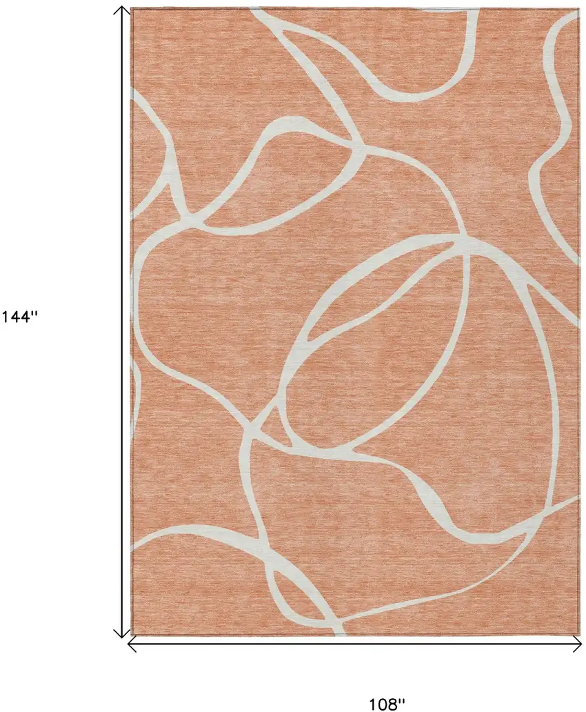 Salmon And Ivory Abstract Washable Indoor Outdoor Area Rug Photo 3