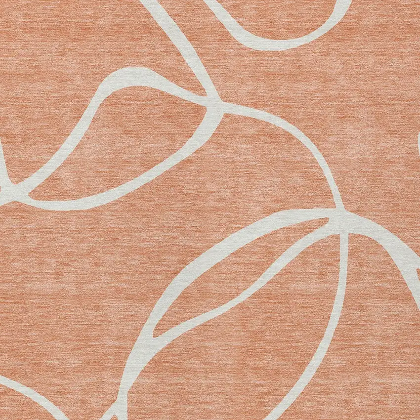 Salmon And Ivory Abstract Washable Indoor Outdoor Area Rug Photo 5