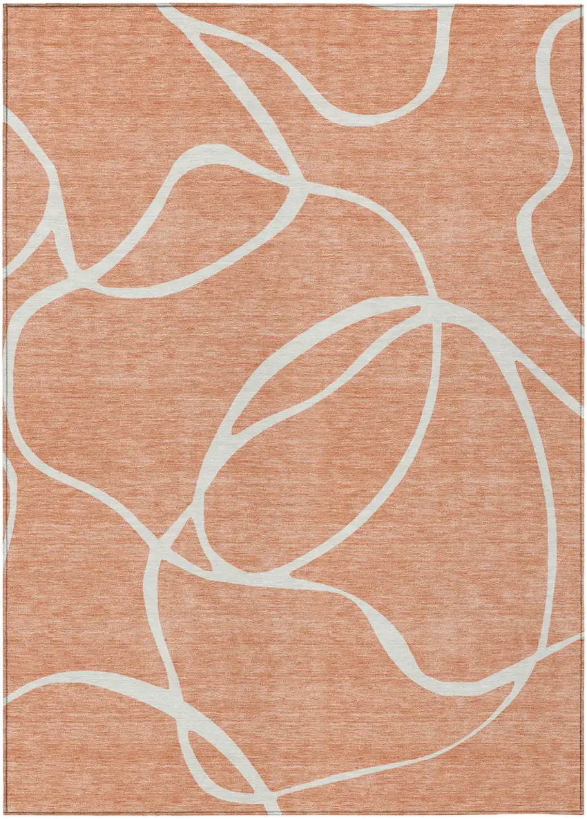 Salmon And Ivory Abstract Washable Indoor Outdoor Area Rug Photo 2