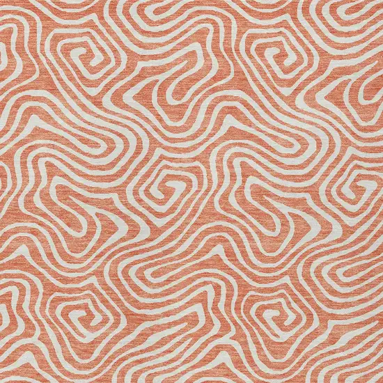 Salmon And Ivory Abstract Washable Indoor Outdoor Area Rug Photo 7