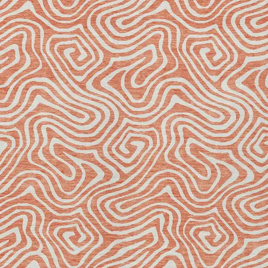 Salmon And Ivory Abstract Washable Indoor Outdoor Area Rug Photo 7