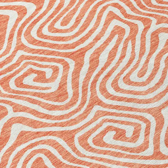 Salmon And Ivory Abstract Washable Indoor Outdoor Area Rug Photo 6