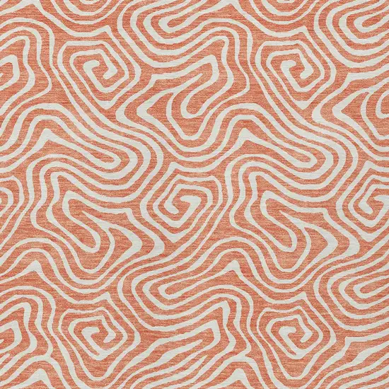 Salmon And Ivory Abstract Washable Indoor Outdoor Area Rug Photo 6