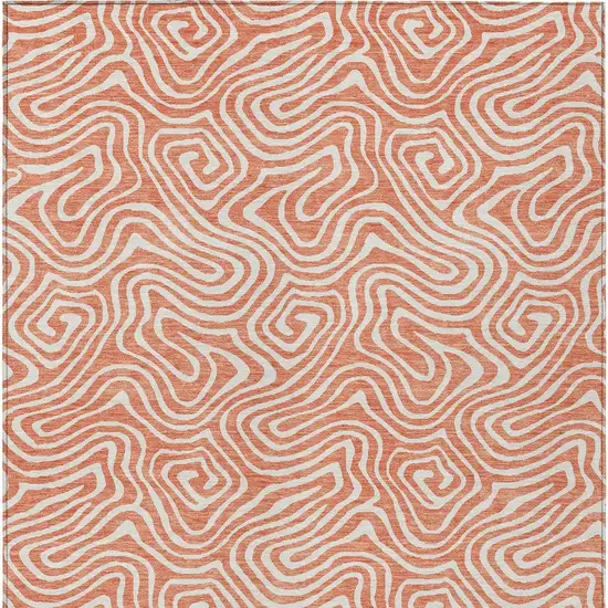Salmon And Ivory Abstract Washable Indoor Outdoor Area Rug Photo 7