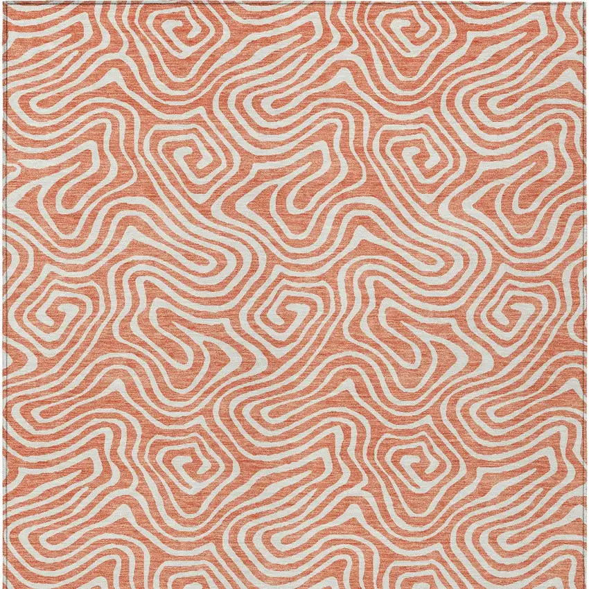 Salmon And Ivory Abstract Washable Indoor Outdoor Area Rug Photo 7