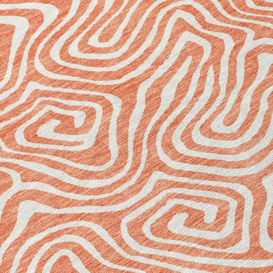 Salmon And Ivory Abstract Washable Indoor Outdoor Area Rug Photo 5