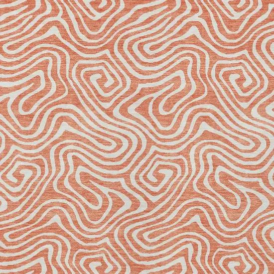 Salmon And Ivory Abstract Washable Indoor Outdoor Area Rug Photo 7