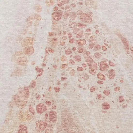 Salmon And Ivory Abstract Washable Indoor Outdoor Area Rug Photo 4