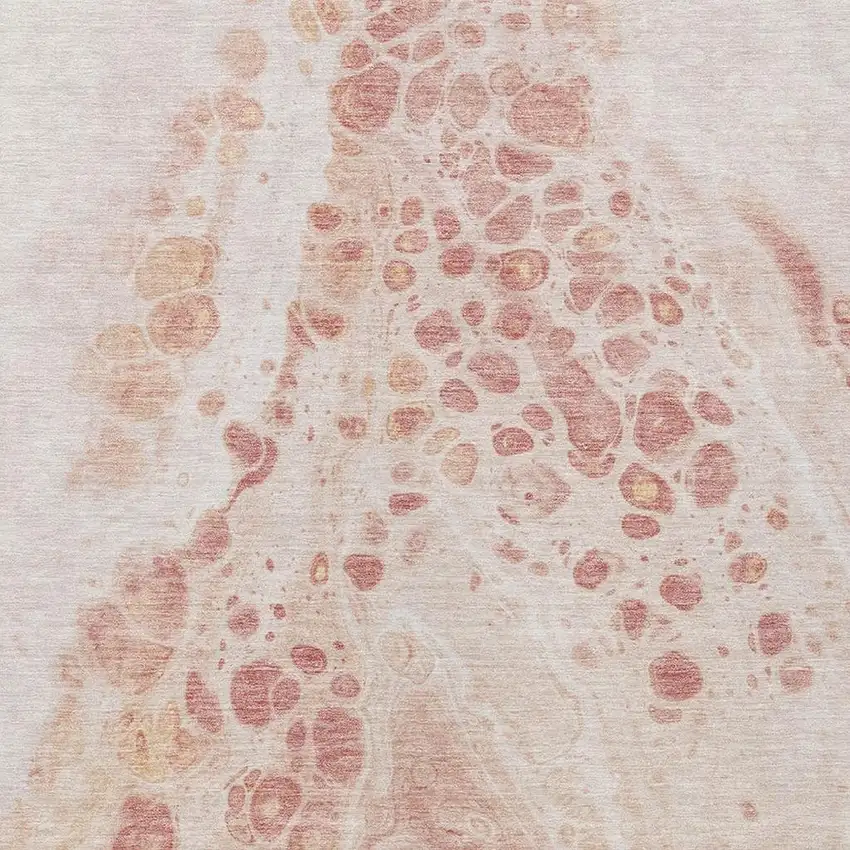 Salmon And Ivory Abstract Washable Indoor Outdoor Area Rug Photo 4