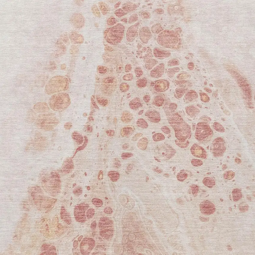 Salmon And Ivory Abstract Washable Indoor Outdoor Area Rug Photo 3