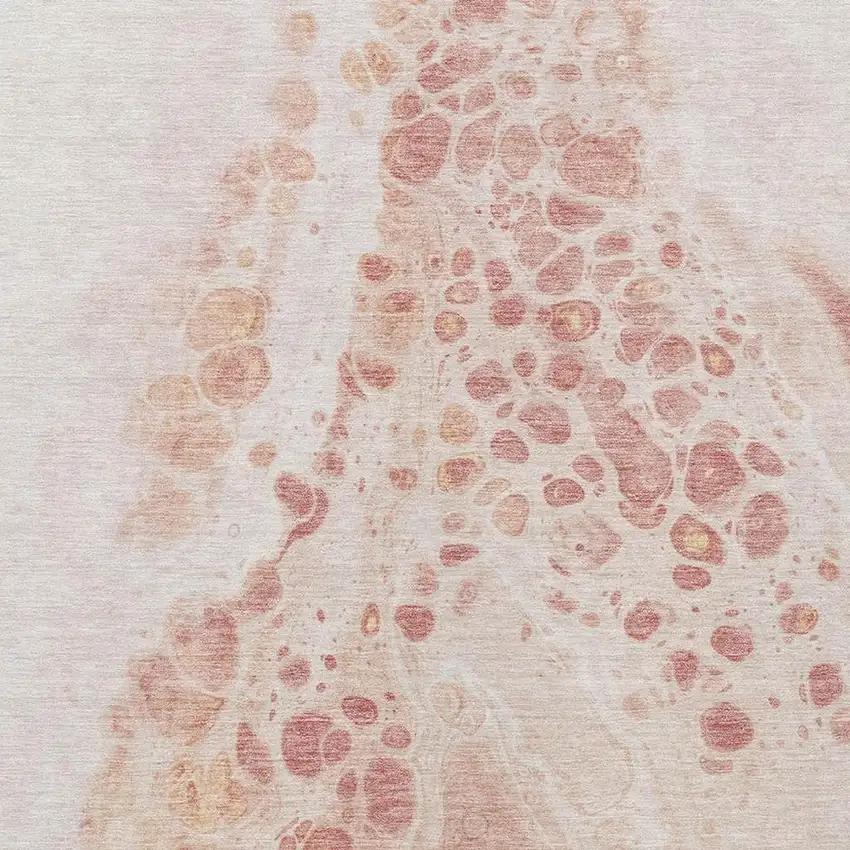 Salmon And Ivory Abstract Washable Indoor Outdoor Area Rug Photo 4