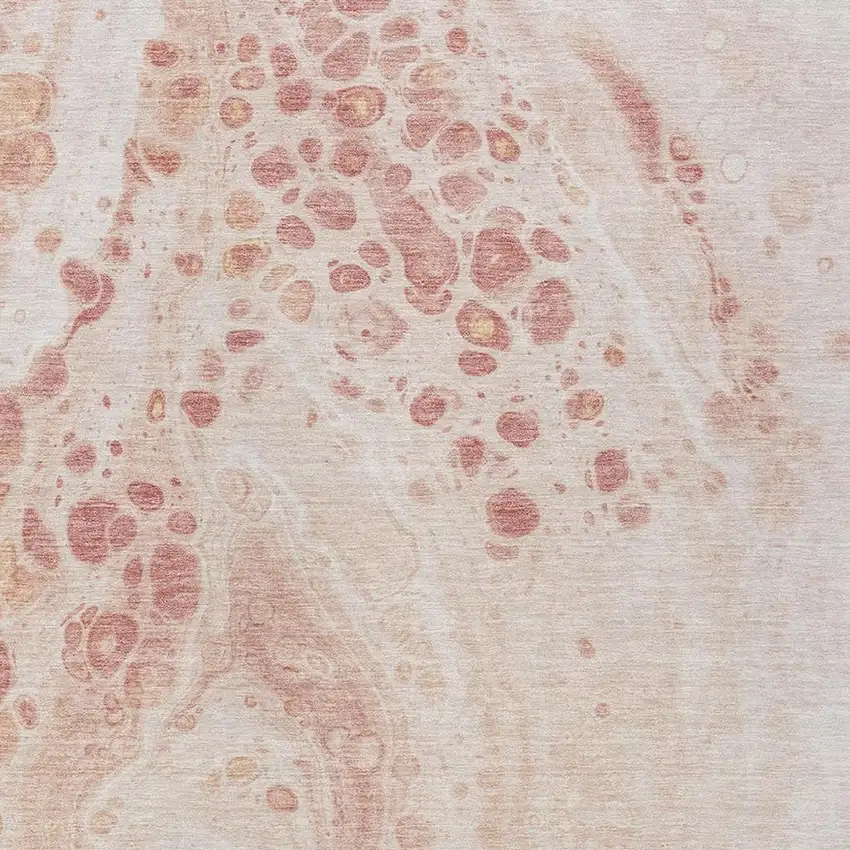 Salmon And Ivory Abstract Washable Indoor Outdoor Area Rug Photo 3