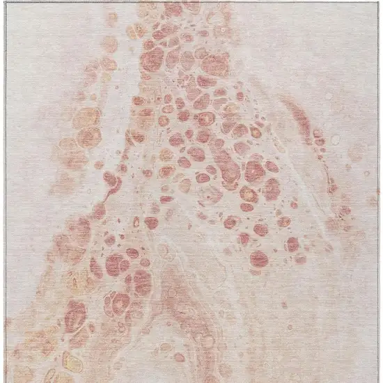 Salmon And Ivory Abstract Washable Indoor Outdoor Area Rug Photo 4