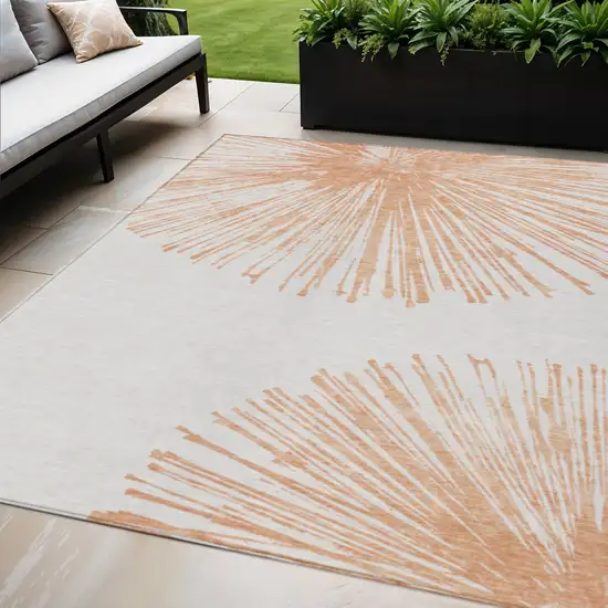 Salmon And Ivory Abstract Washable Indoor Outdoor Area Rug Photo 2