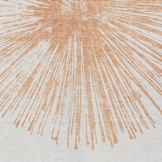 Salmon And Ivory Abstract Washable Indoor Outdoor Area Rug Photo 6