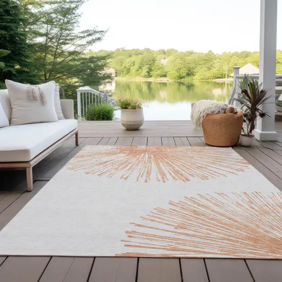 Salmon And Ivory Abstract Washable Indoor Outdoor Area Rug Photo 7