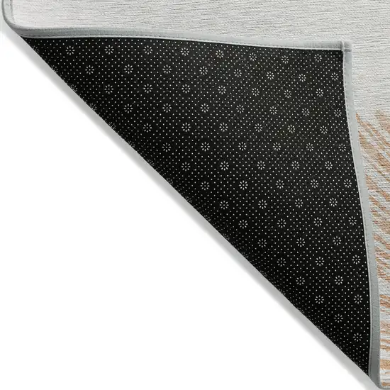 Salmon And Ivory Abstract Washable Indoor Outdoor Area Rug Photo 4