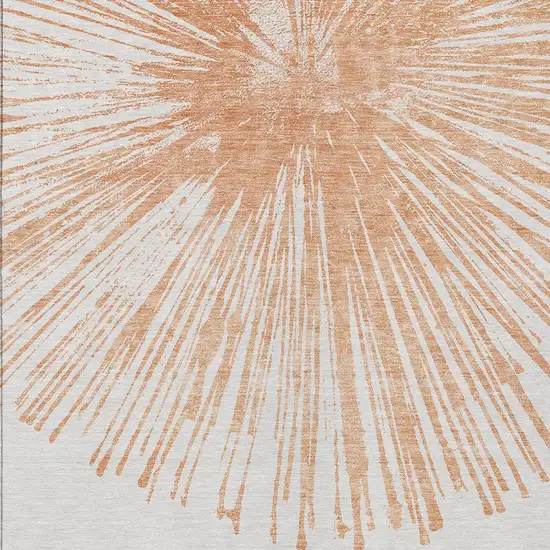 Salmon And Ivory Abstract Washable Indoor Outdoor Area Rug Photo 6