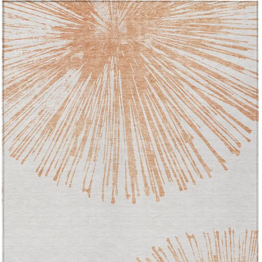 Salmon And Ivory Abstract Washable Indoor Outdoor Area Rug Photo 1