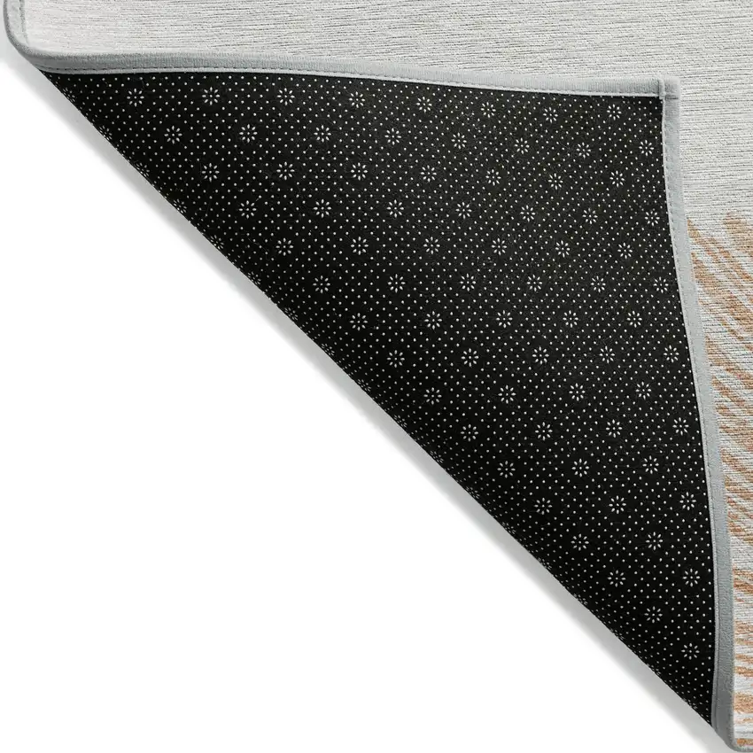Salmon And Ivory Abstract Washable Indoor Outdoor Area Rug Photo 4