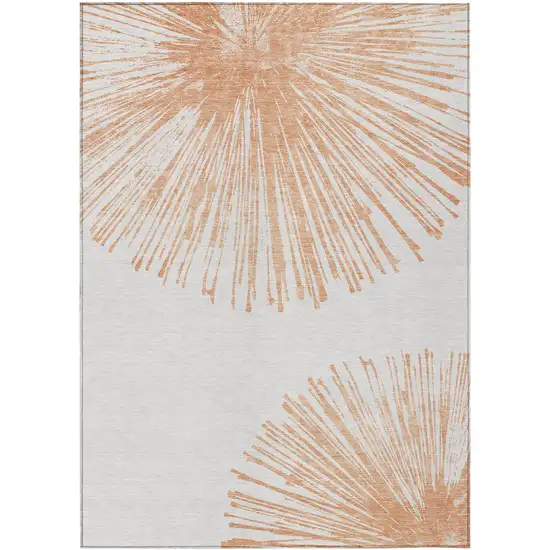 Salmon And Ivory Abstract Washable Indoor Outdoor Area Rug Photo 3