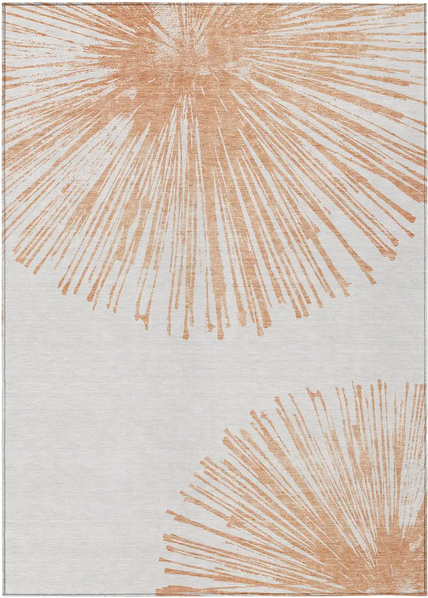 Salmon And Ivory Abstract Washable Indoor Outdoor Area Rug Photo 3
