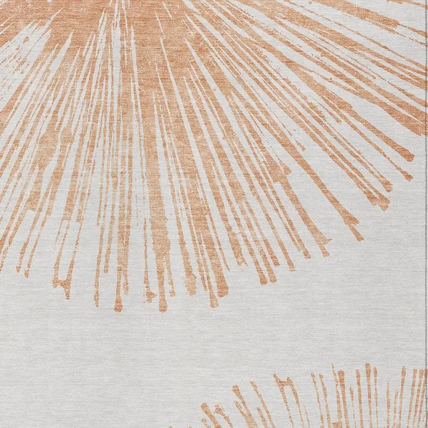 Salmon And Ivory Abstract Washable Indoor Outdoor Area Rug Photo 6
