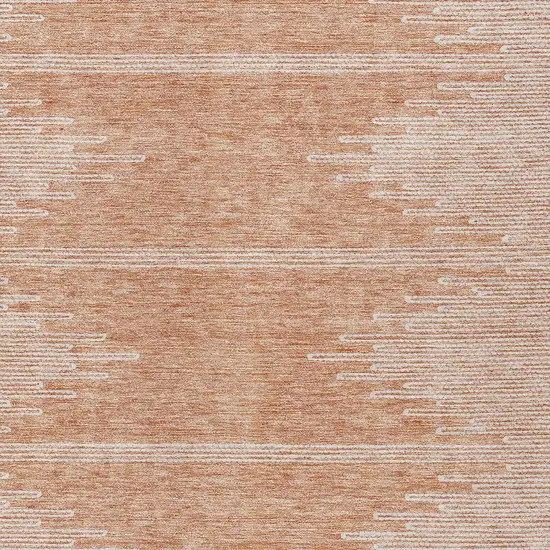 Salmon And Ivory Abstract Washable Indoor Outdoor Area Rug Photo 5