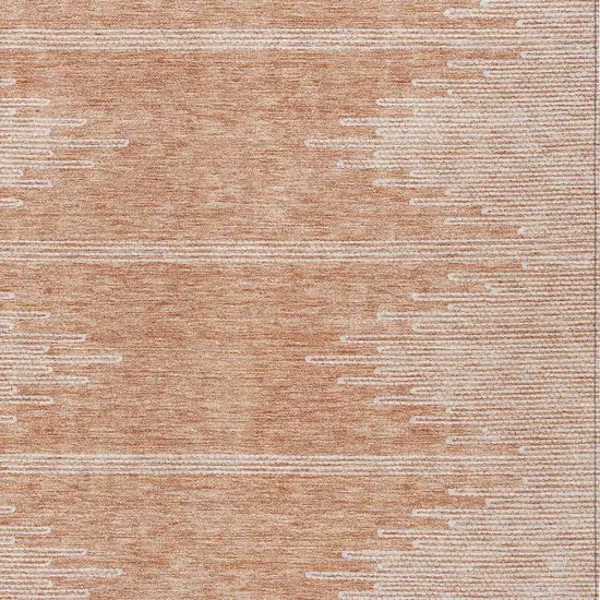 Salmon And Ivory Abstract Washable Indoor Outdoor Area Rug Photo 6