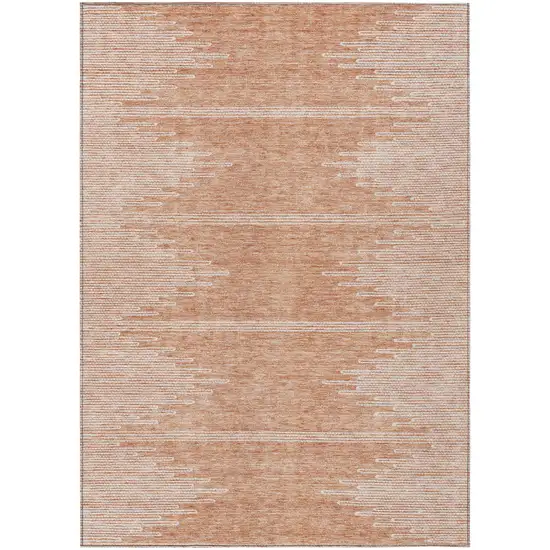 Salmon And Ivory Abstract Washable Indoor Outdoor Area Rug Photo 2