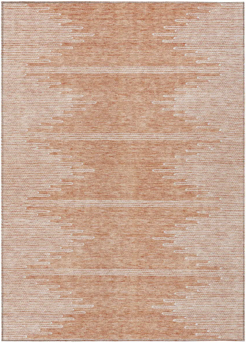 Salmon And Ivory Abstract Washable Indoor Outdoor Area Rug Photo 2