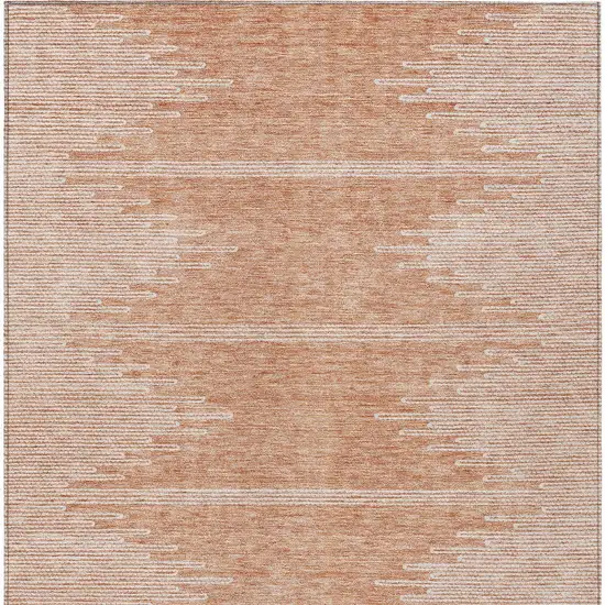 Salmon And Ivory Abstract Washable Indoor Outdoor Area Rug Photo 7