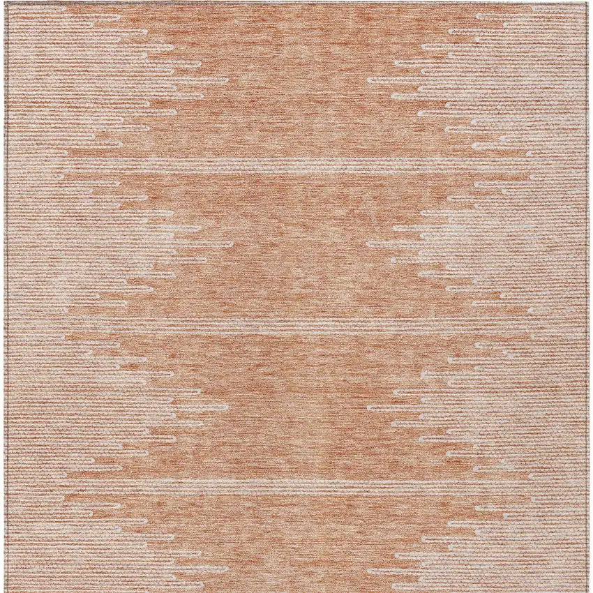 Salmon And Ivory Abstract Washable Indoor Outdoor Area Rug Photo 7
