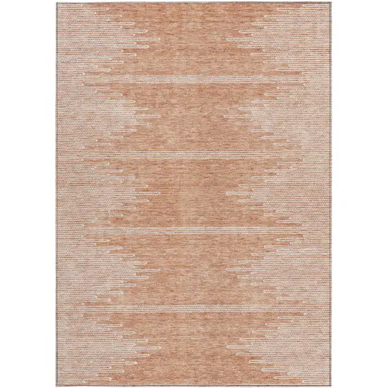 Salmon And Ivory Abstract Washable Indoor Outdoor Area Rug Photo 7