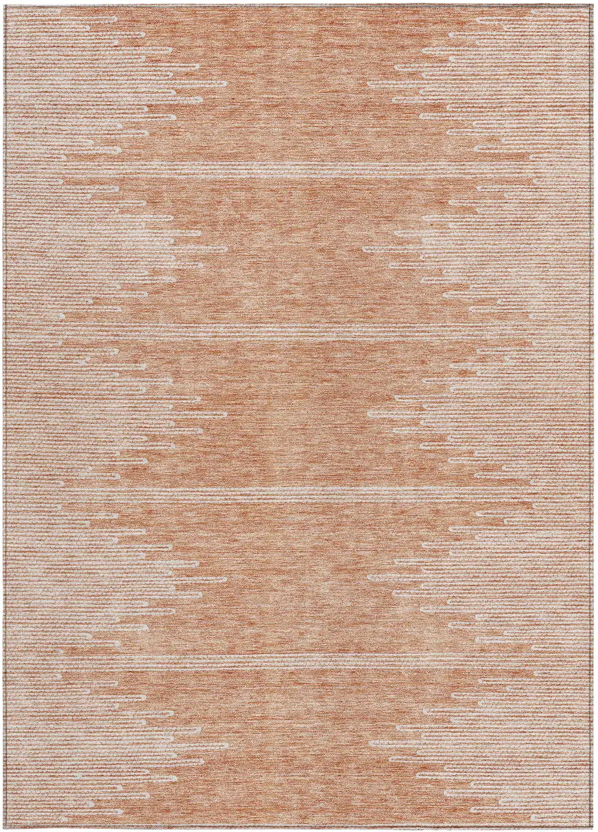 Salmon And Ivory Abstract Washable Indoor Outdoor Area Rug Photo 7