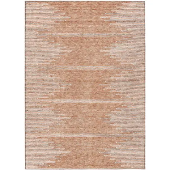 Salmon And Ivory Abstract Washable Indoor Outdoor Area Rug Photo 2