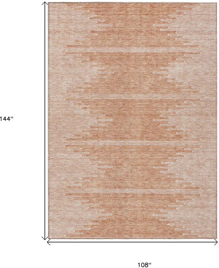 Salmon And Ivory Abstract Washable Indoor Outdoor Area Rug Photo 3