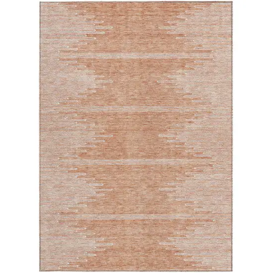 Salmon And Ivory Abstract Washable Indoor Outdoor Area Rug Photo 6