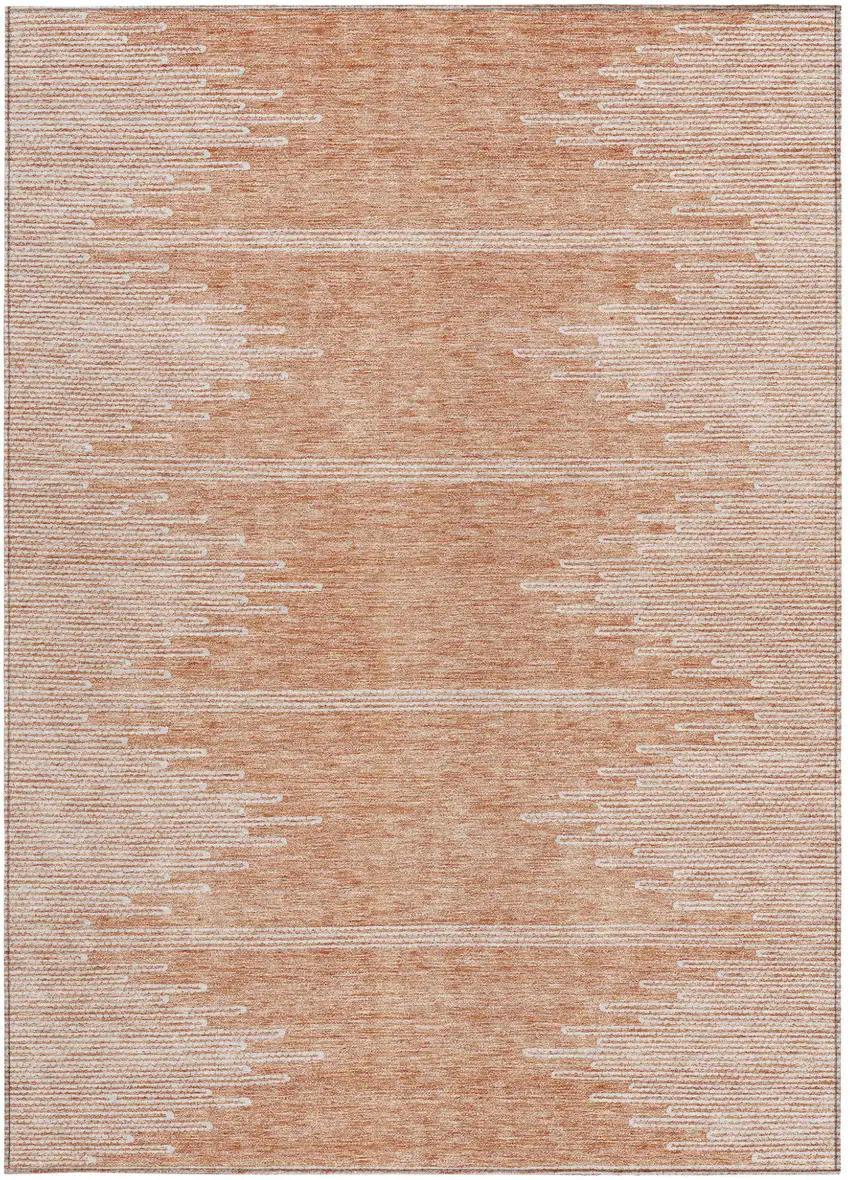 Salmon And Ivory Abstract Washable Indoor Outdoor Area Rug Photo 6